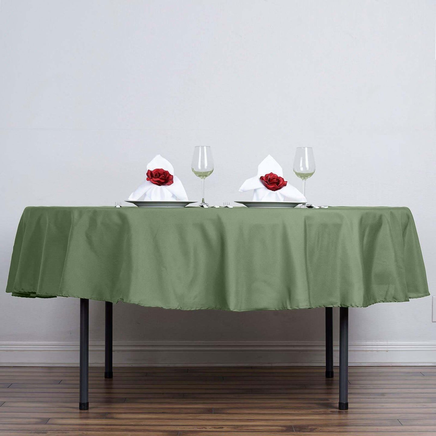 Polyester 90" Round Tablecloth Olive Green - Stain & Wrinkle - Resistant Table Cover - Linen Luxes