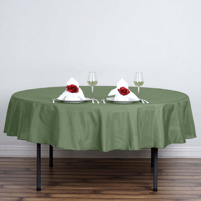 Polyester 90" Round Tablecloth Olive Green - Stain & Wrinkle - Resistant Table Cover - Linen Luxes