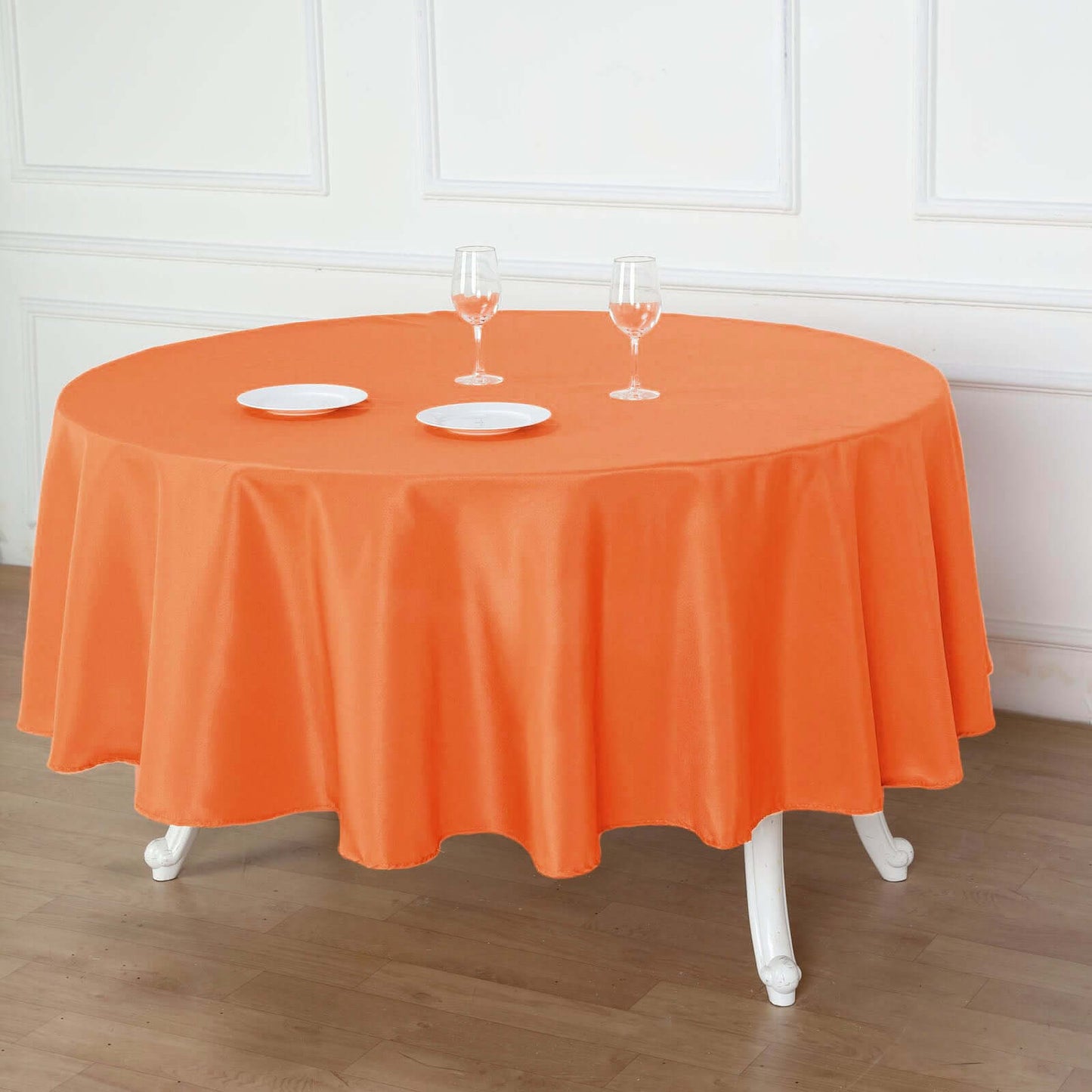 Polyester 90" Round Tablecloth Orange - Stain & Wrinkle - Resistant Table Cover - Linen Luxes