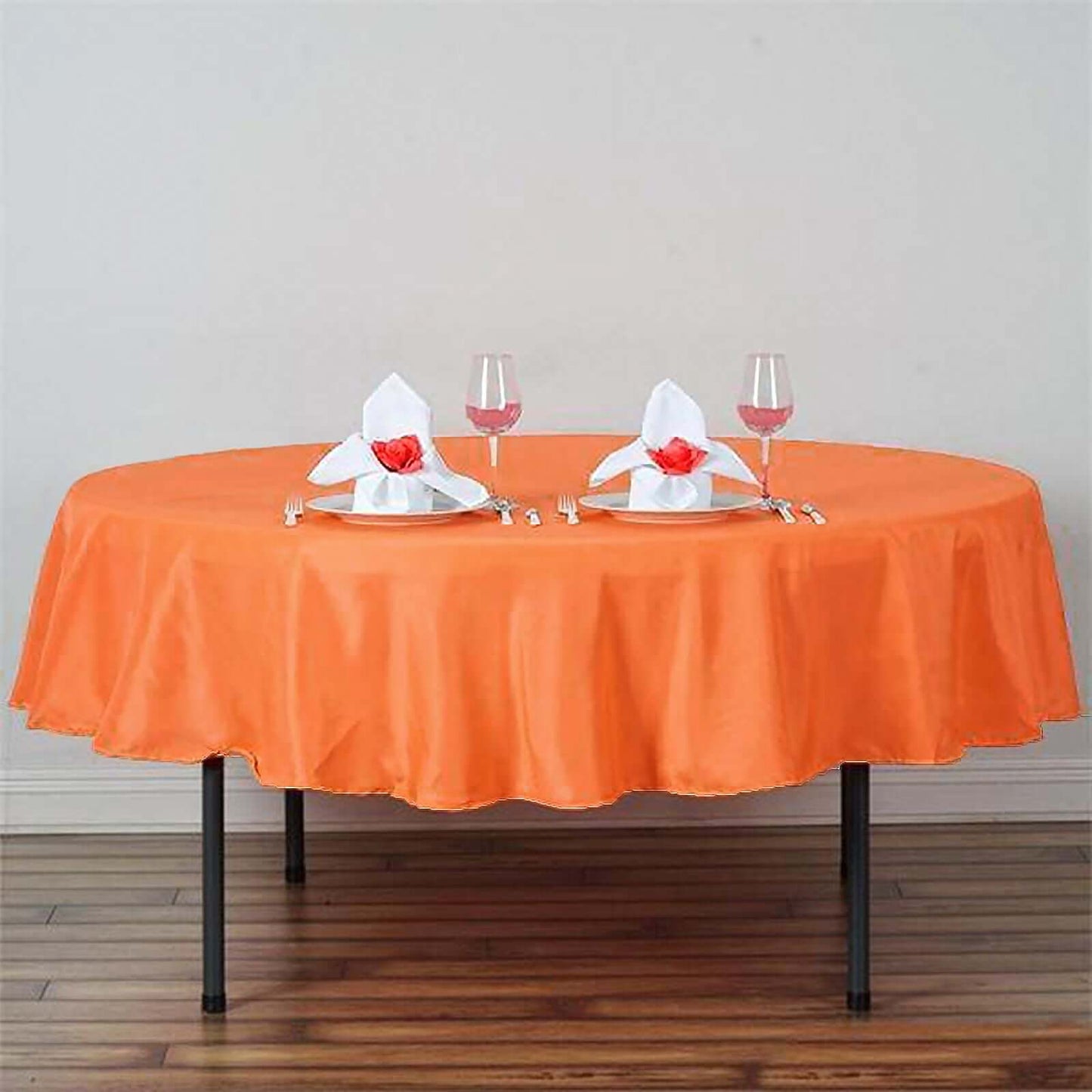 Polyester 90" Round Tablecloth Orange - Stain & Wrinkle - Resistant Table Cover - Linen Luxes