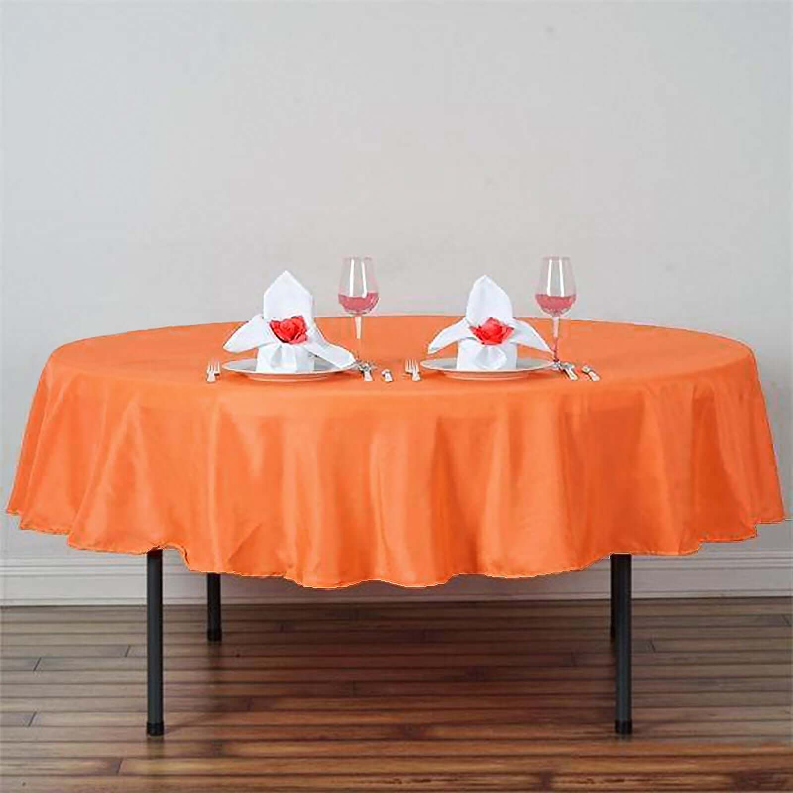 Polyester 90" Round Tablecloth Orange - Stain & Wrinkle - Resistant Table Cover - Linen Luxes