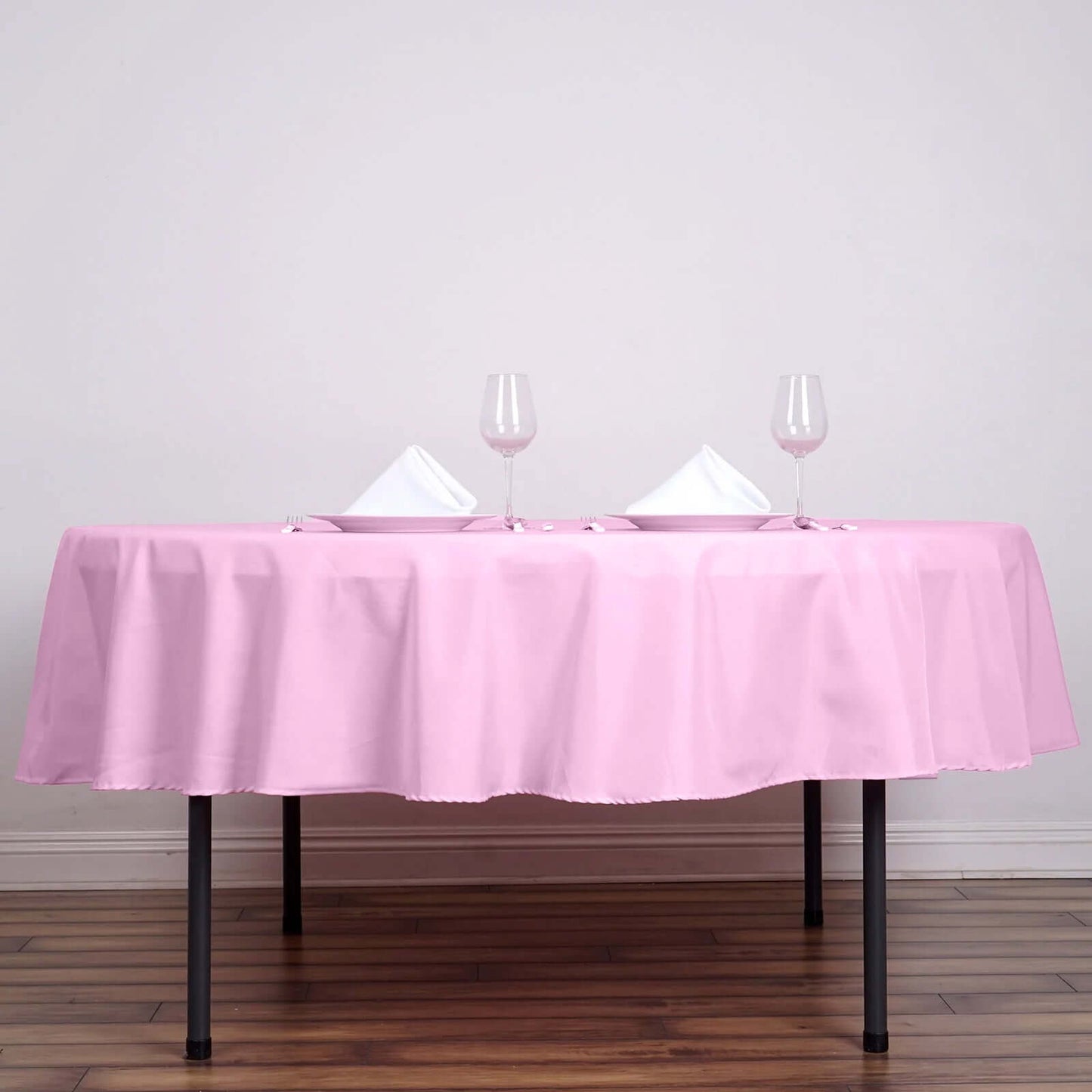 Polyester 90" Round Tablecloth Pink - Stain & Wrinkle - Resistant Table Cover - Linen Luxes