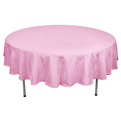 Polyester 90" Round Tablecloth Pink - Stain & Wrinkle - Resistant Table Cover - Linen Luxes