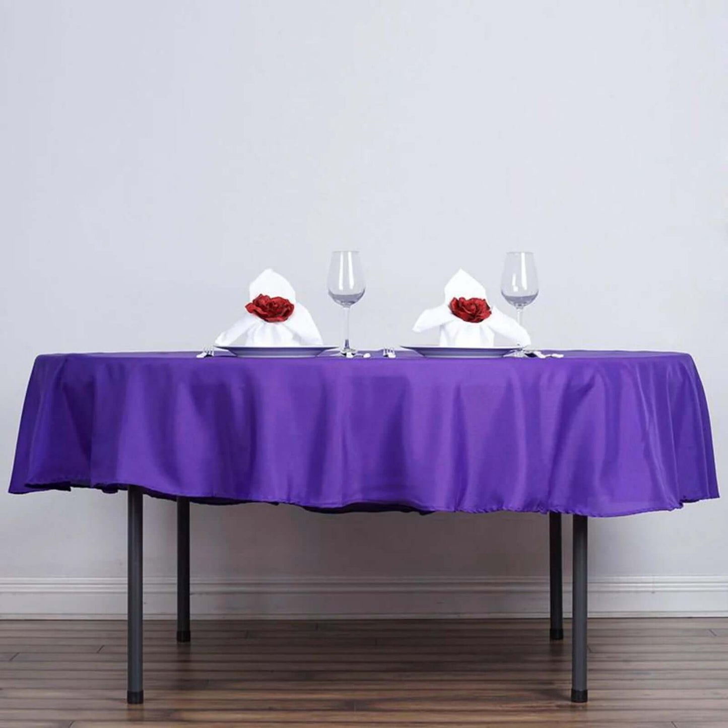 Polyester 90" Round Tablecloth Purple - Stain & Wrinkle - Resistant Table Cover - Linen Luxes