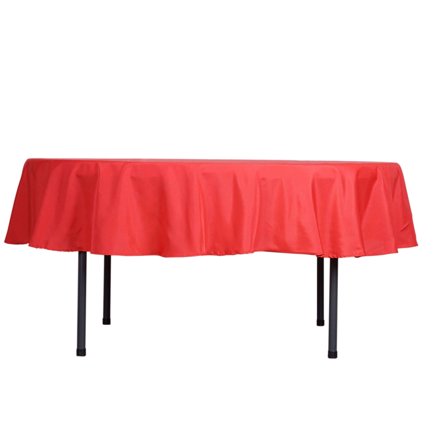Polyester 90" Round Tablecloth Red - Stain & Wrinkle - Resistant Table Cover - Linen Luxes