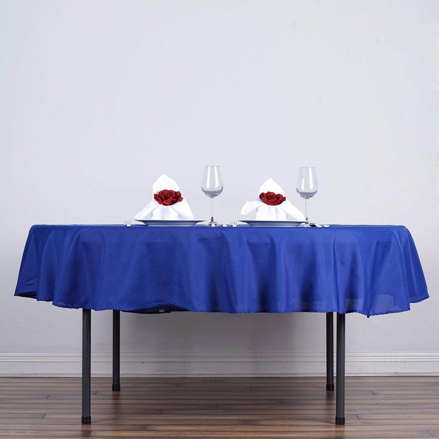Polyester 90" Round Tablecloth Royal Blue - Stain & Wrinkle - Resistant Table Cover - Linen Luxes