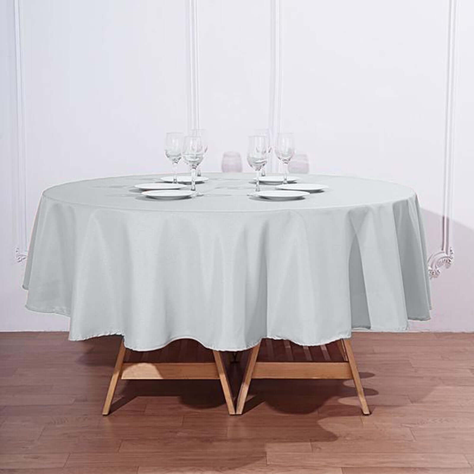 Polyester 90" Round Tablecloth Silver - Stain & Wrinkle - Resistant Table Cover - Linen Luxes