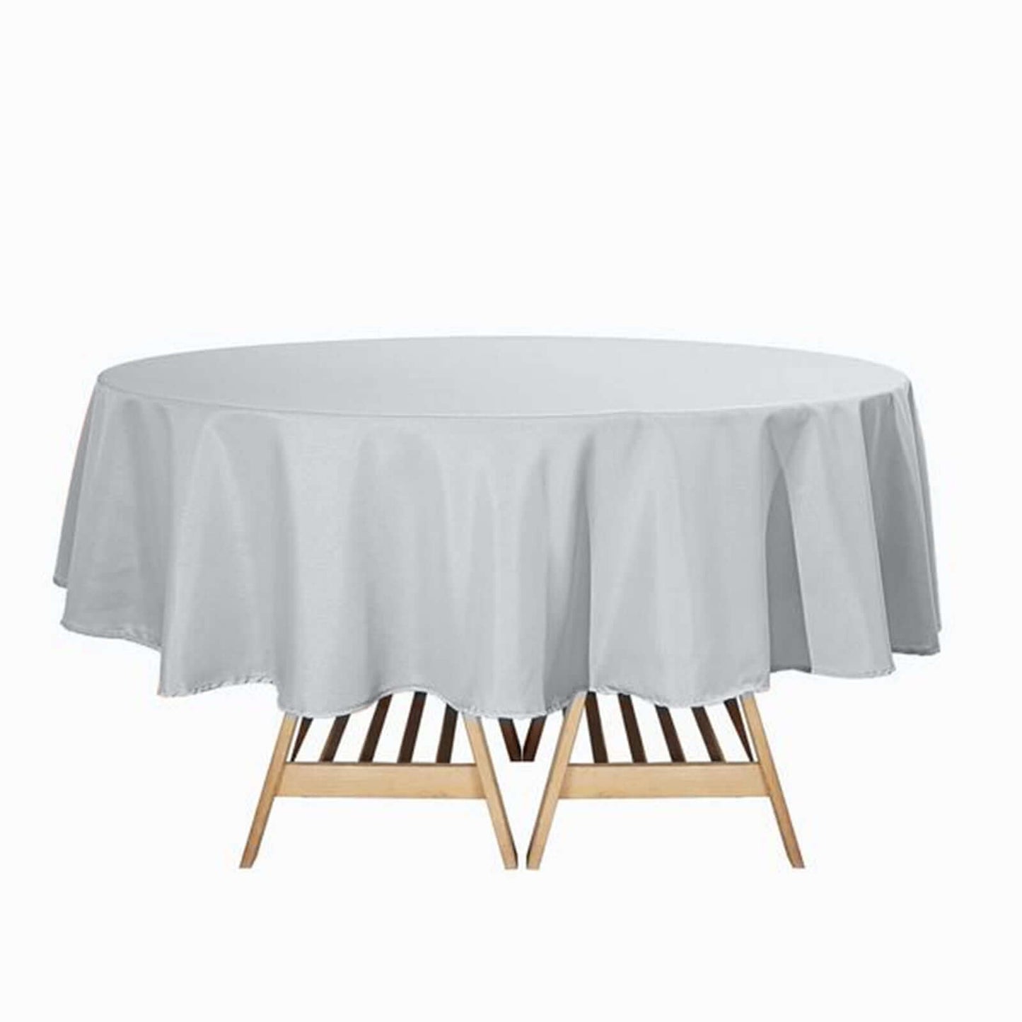 Polyester 90" Round Tablecloth Silver - Stain & Wrinkle - Resistant Table Cover - Linen Luxes