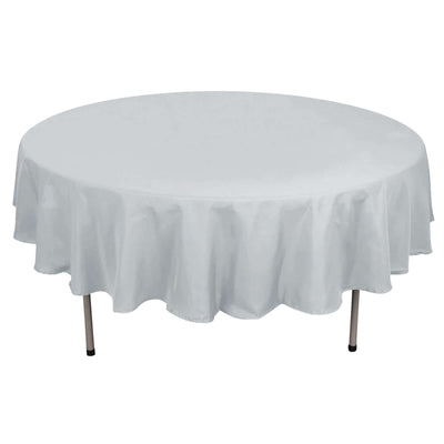 Polyester 90" Round Tablecloth Silver - Stain & Wrinkle - Resistant Table Cover - Linen Luxes