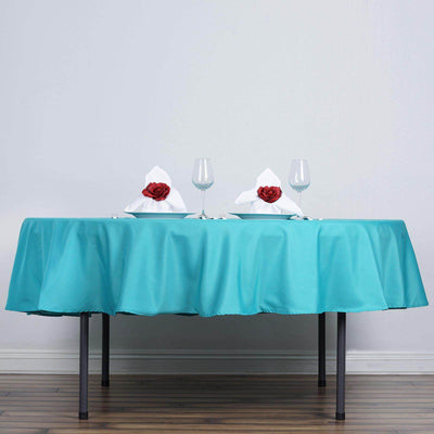 Polyester 90" Round Tablecloth Turquoise - Stain & Wrinkle - Resistant Table Cover - Linen Luxes