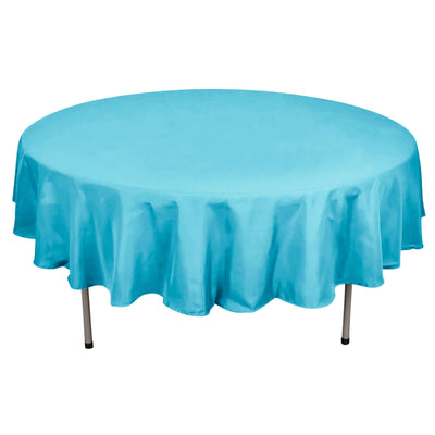 Polyester 90" Round Tablecloth Turquoise - Stain & Wrinkle - Resistant Table Cover - Linen Luxes