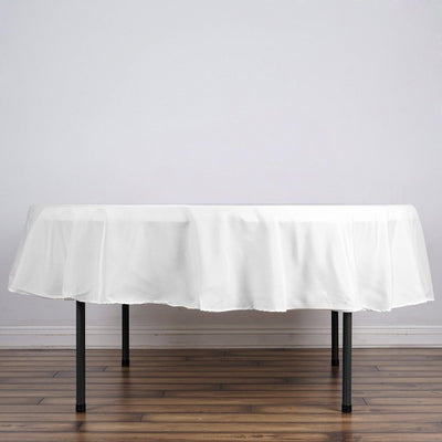 Polyester 90" Round Tablecloth White - Stain and Wrinkle - Resistant Table Cover for Party & Gatherings - Linen Luxes