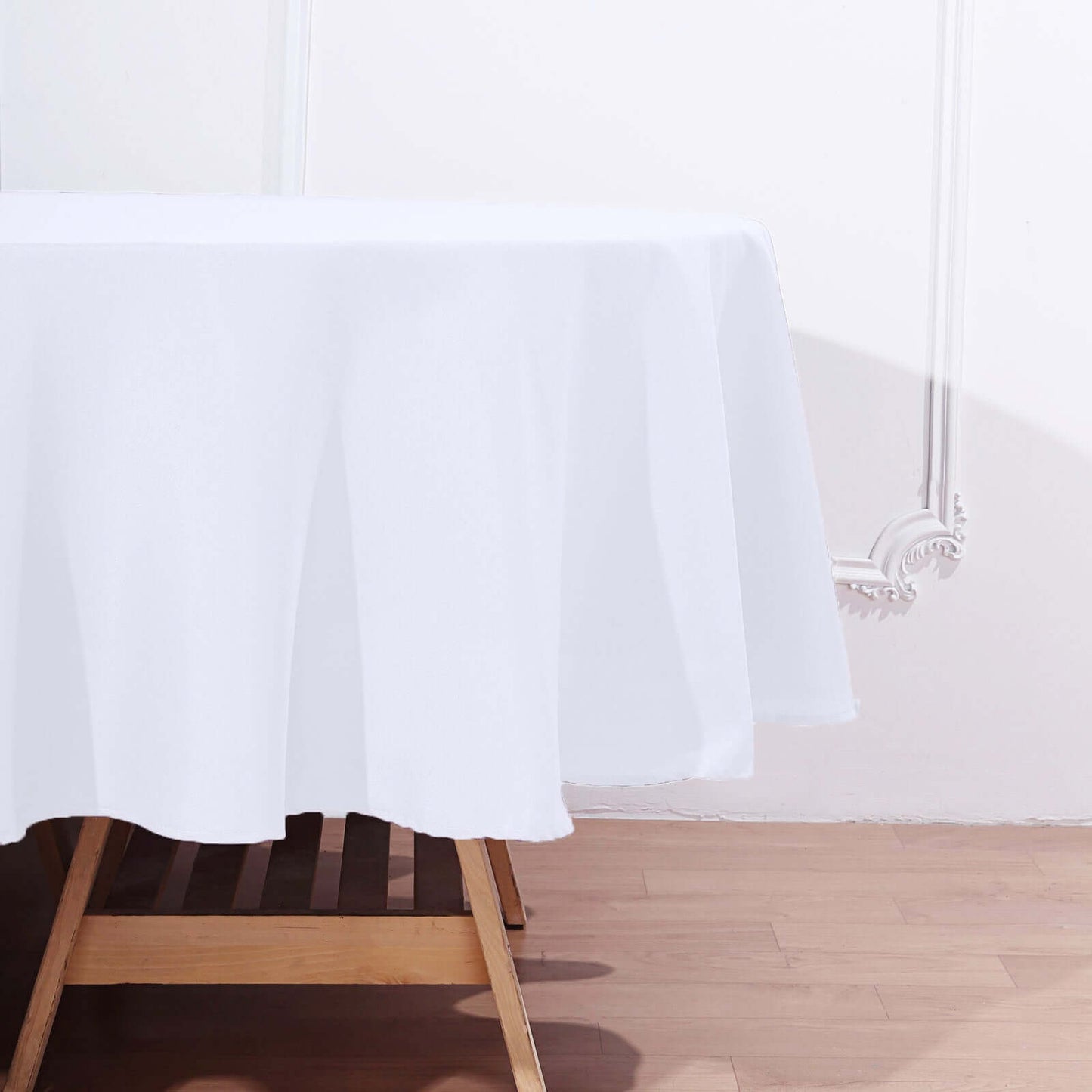 Polyester 90" Round Tablecloth White - Stain and Wrinkle - Resistant Table Cover for Party & Gatherings - Linen Luxes