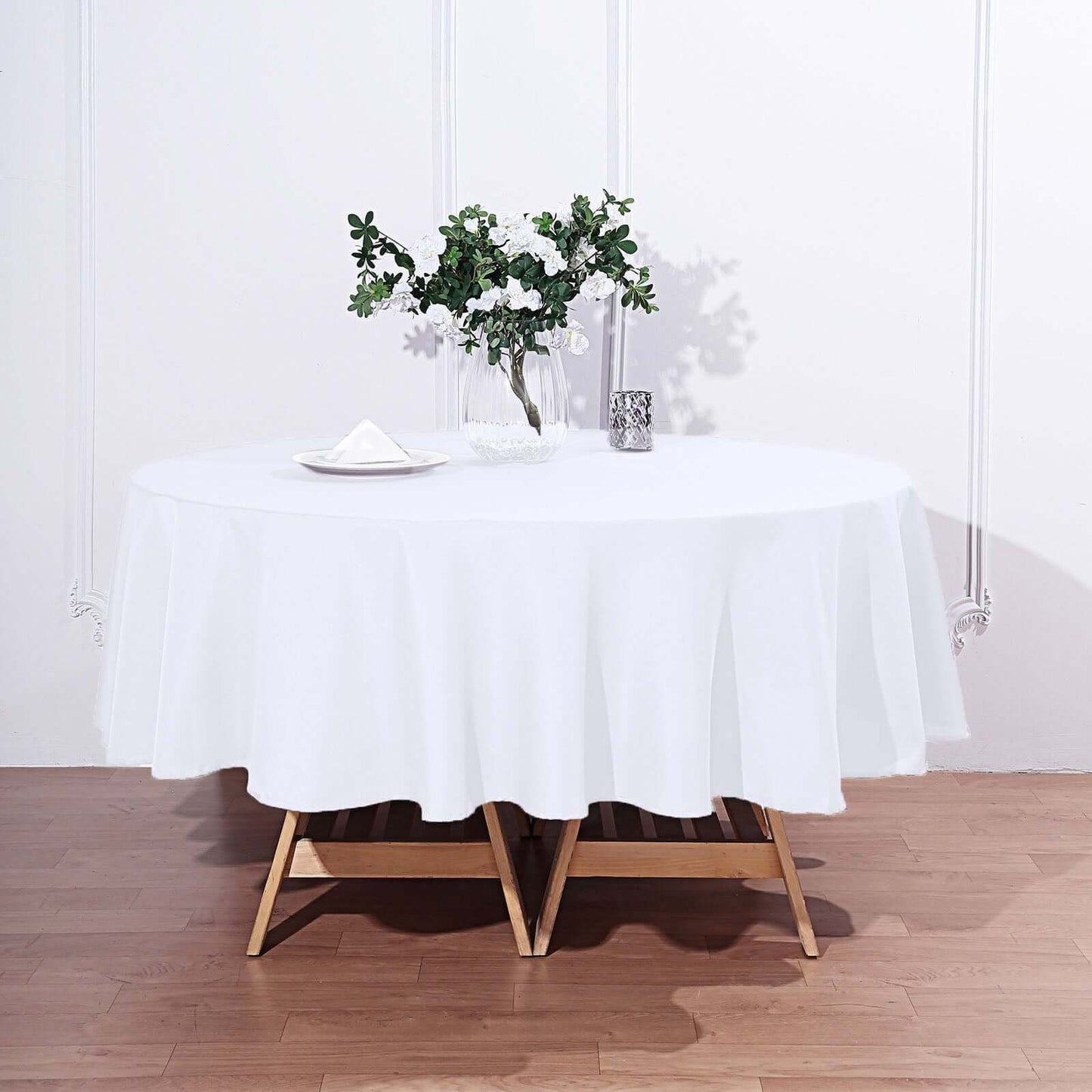 Polyester 90" Round Tablecloth White - Stain and Wrinkle - Resistant Table Cover for Party & Gatherings - Linen Luxes