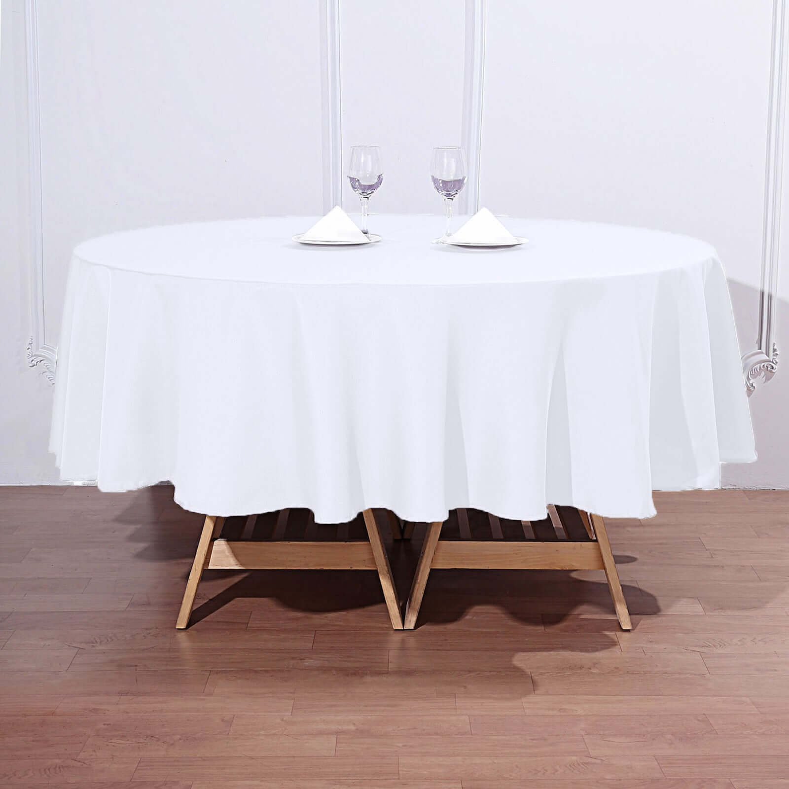 Polyester 90" Round Tablecloth White - Stain and Wrinkle - Resistant Table Cover for Party & Gatherings - Linen Luxes