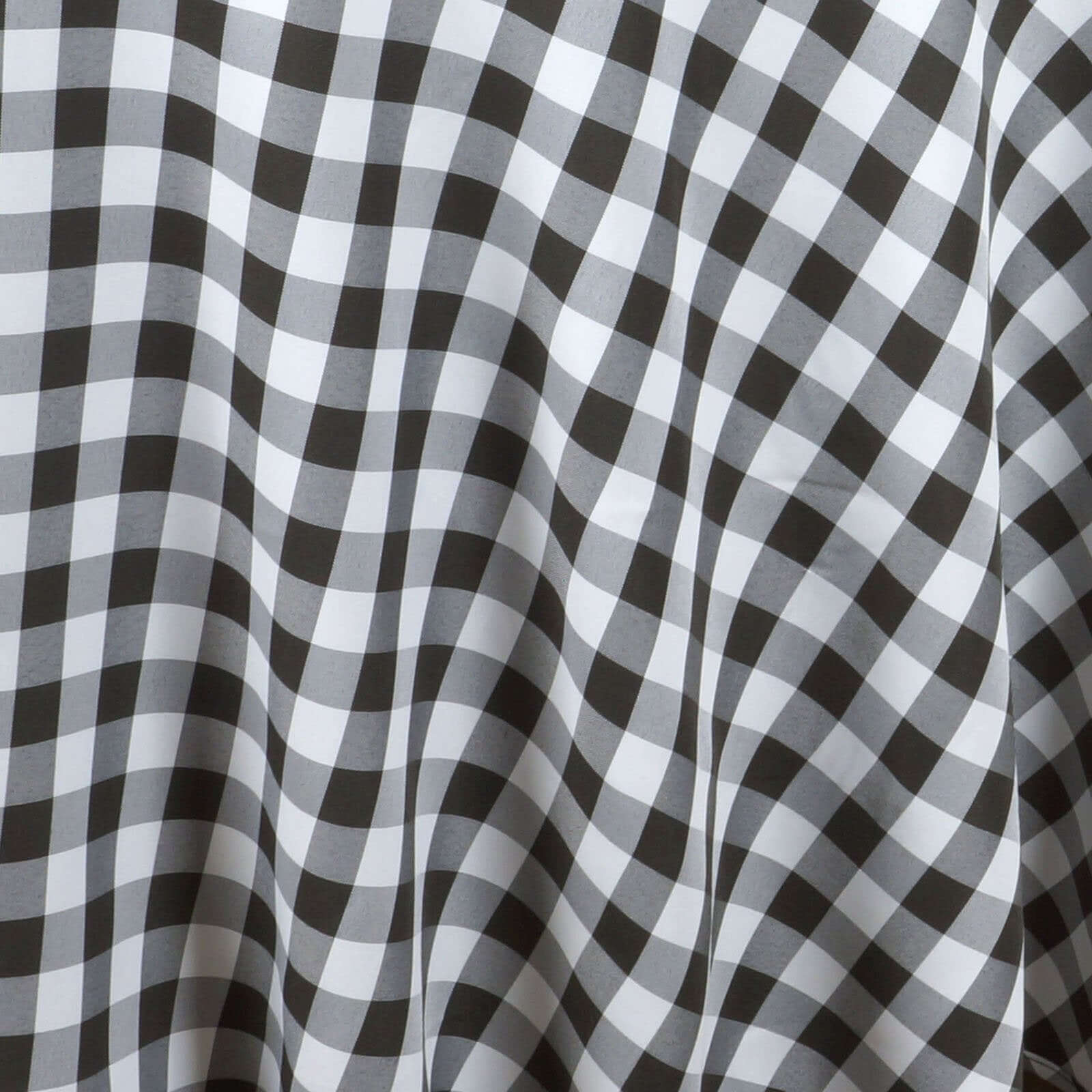Polyester 90" Round Tablecloth White/Black - Checkered Buffalo Plaid Design for Casual Occasions - Linen Luxes