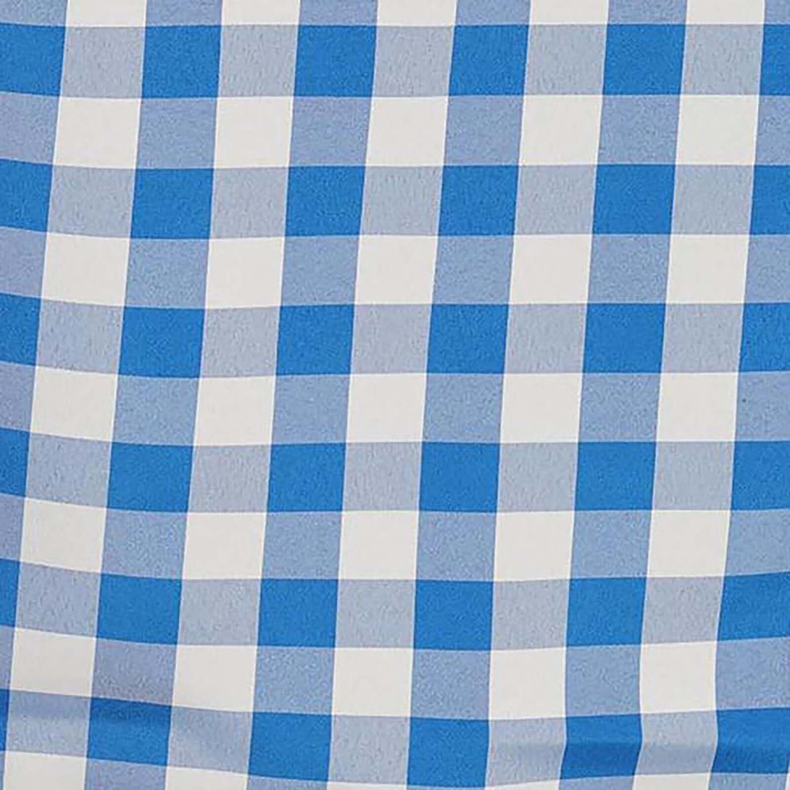 Polyester 90" Round Tablecloth White/Blue - Checkered Buffalo Plaid Table Cover - Linen Luxes