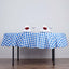 Polyester 90" Round Tablecloth White/Blue - Checkered Buffalo Plaid Table Cover - Linen Luxes