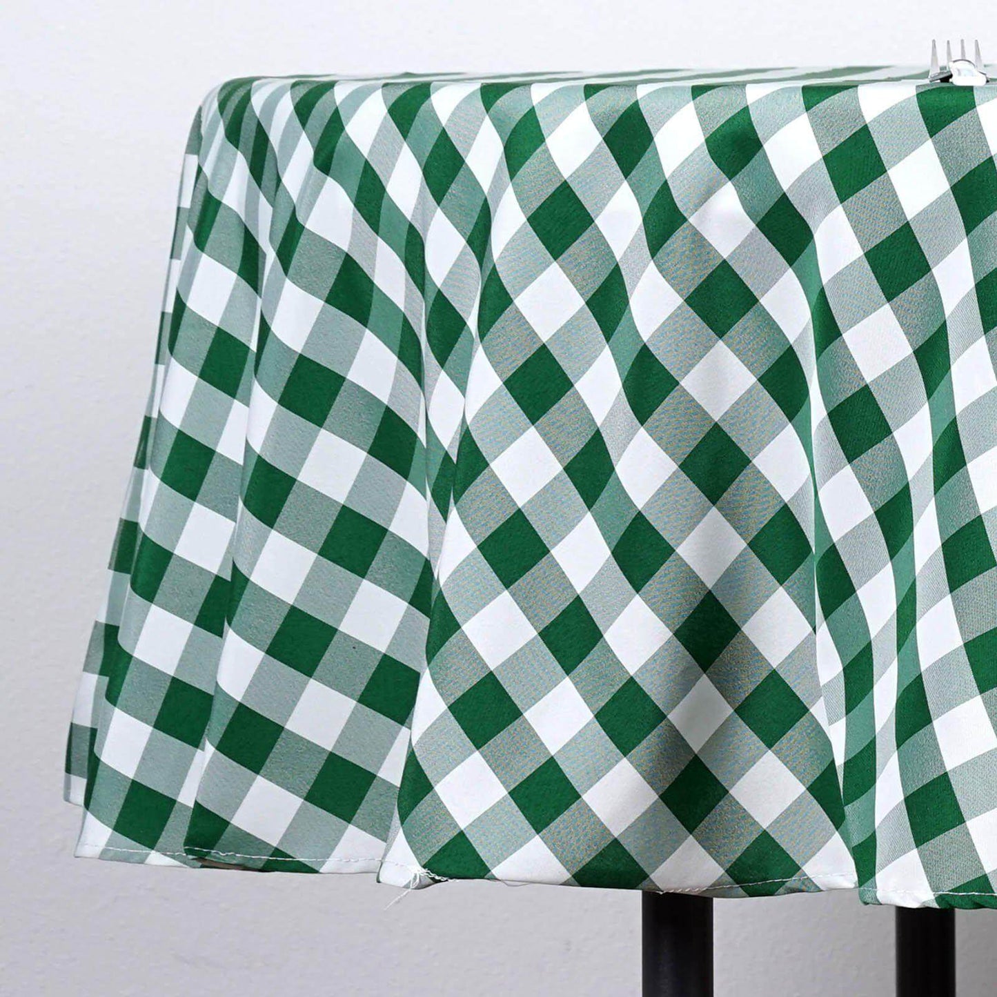Polyester 90" Round Tablecloth White/Green - Checkered Buffalo Plaid Table Cover - Linen Luxes