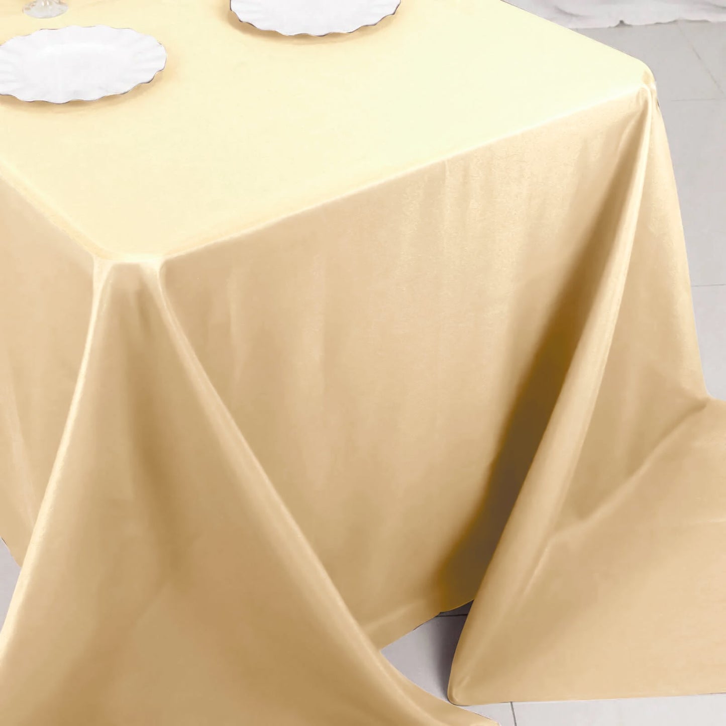 Polyester 90"x132" Rectangle Tablecloth Beige - Seamless Wrinkle - Resistant Table Cover - Linen Luxes