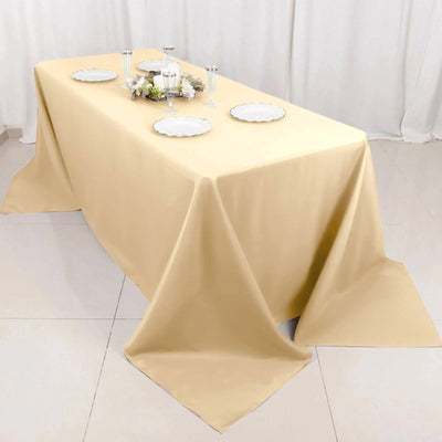 Polyester 90"x132" Rectangle Tablecloth Beige - Seamless Wrinkle - Resistant Table Cover - Linen Luxes