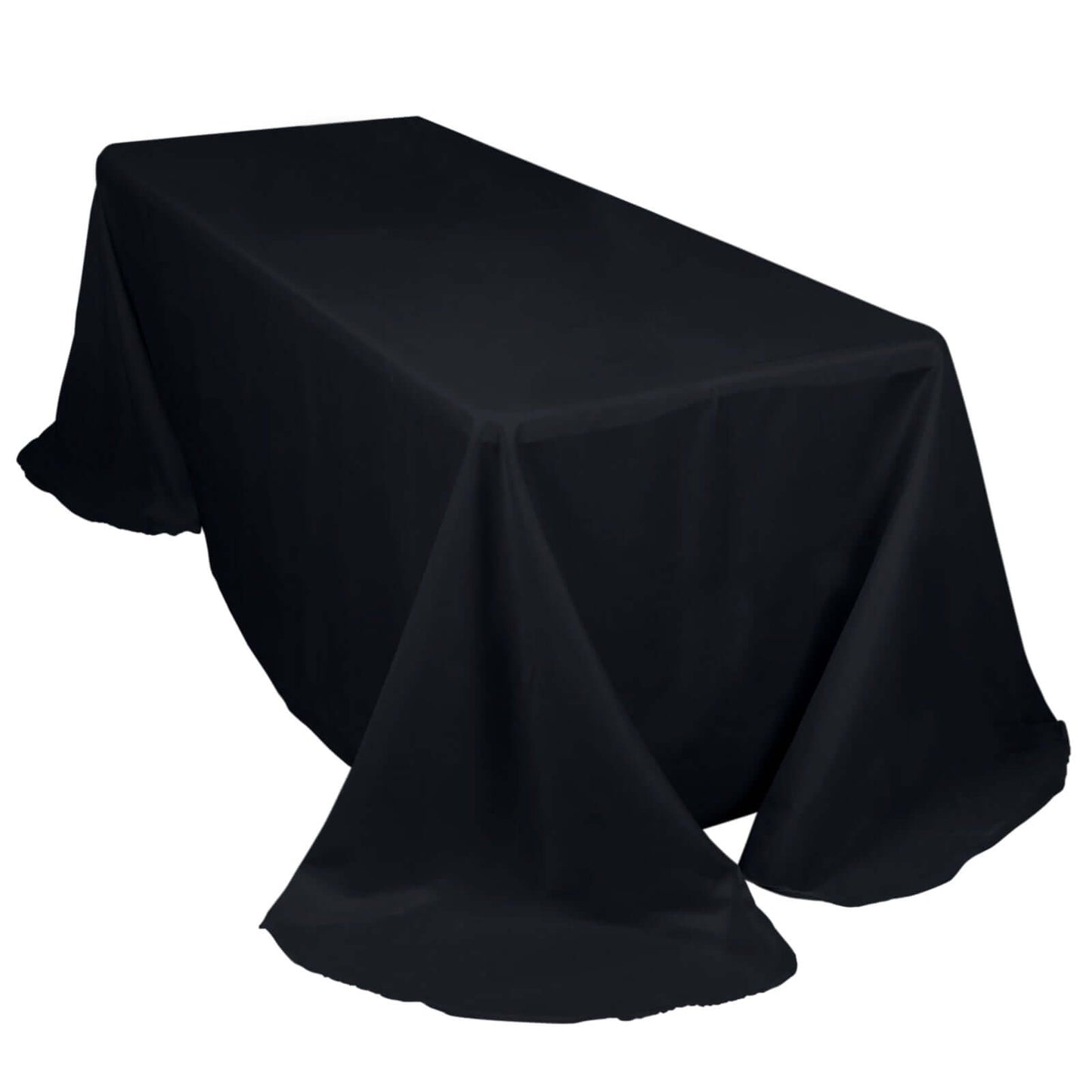 Polyester 90"x132" Rectangle Tablecloth Black - Rounded Corners and Seamless Table Cover - Linen Luxes