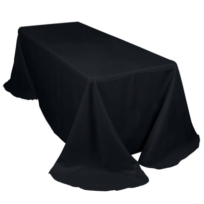 Polyester 90"x132" Rectangle Tablecloth Black - Rounded Corners and Seamless Table Cover - Linen Luxes