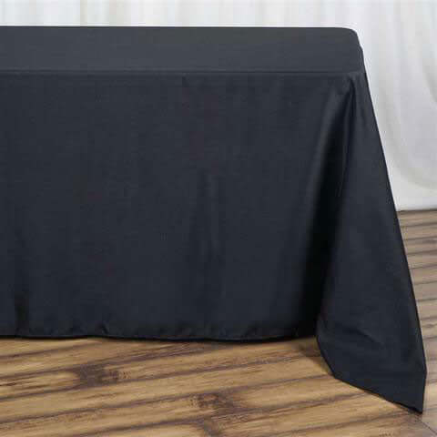 Polyester 90"x132" Rectangle Tablecloth Black - Seamless Wrinkle - Resistant Design for Luxe Celebrations - Linen Luxes