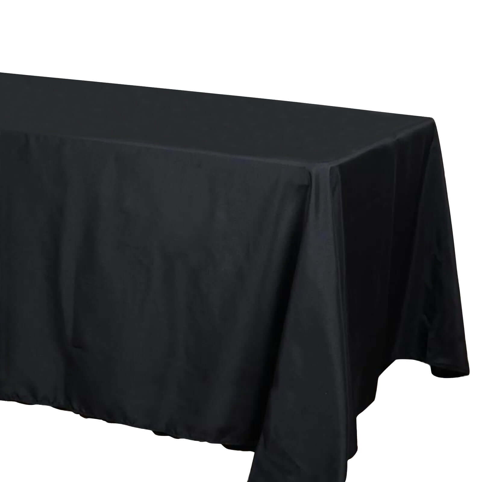 Polyester 90"x132" Rectangle Tablecloth Black - Seamless Wrinkle - Resistant Design for Luxe Celebrations - Linen Luxes