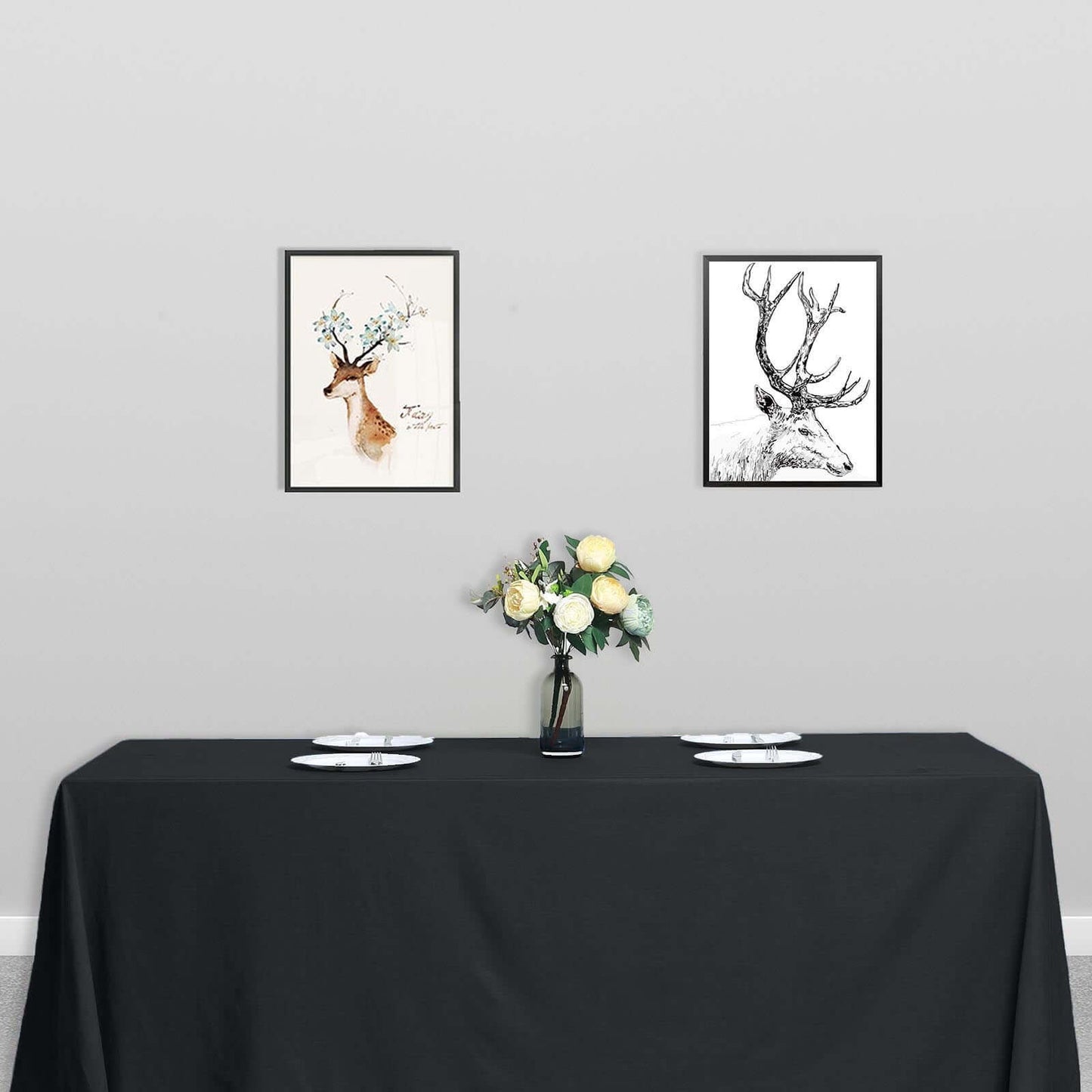 Polyester 90"x132" Rectangle Tablecloth Black - Seamless Wrinkle - Resistant Design for Luxe Celebrations - Linen Luxes