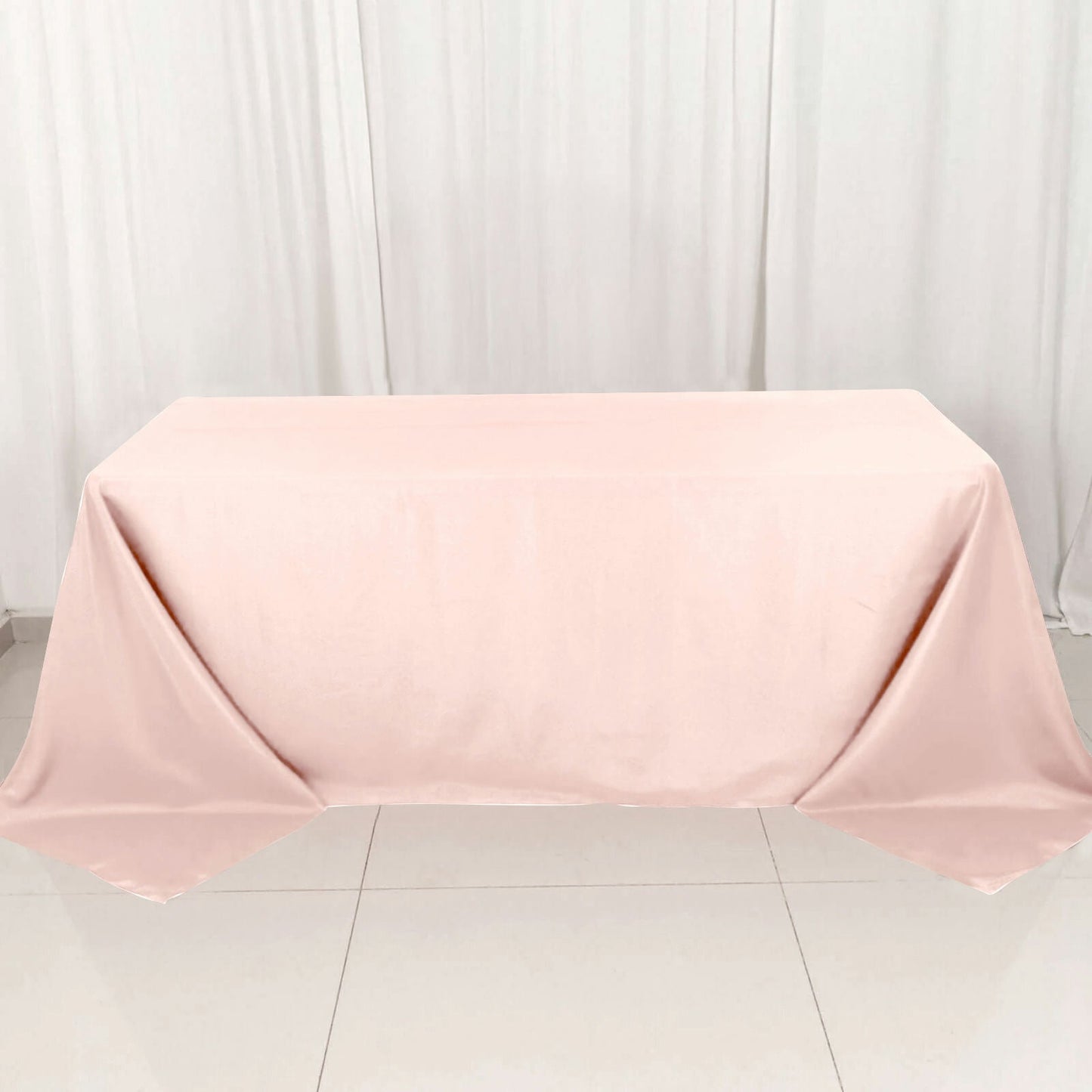 Polyester 90"x132" Rectangle Tablecloth Blush - Seamless Wrinkle - Resistant Table Cover - Linen Luxes