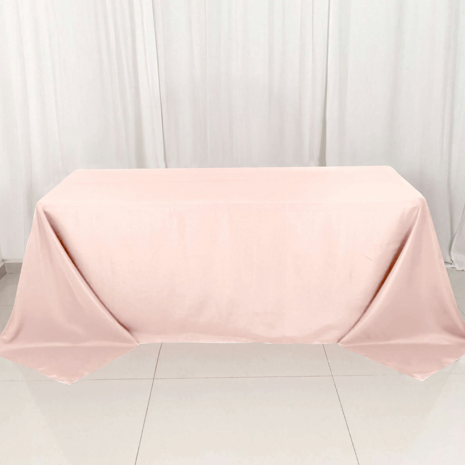 Polyester 90"x132" Rectangle Tablecloth Blush - Seamless Wrinkle - Resistant Table Cover - Linen Luxes