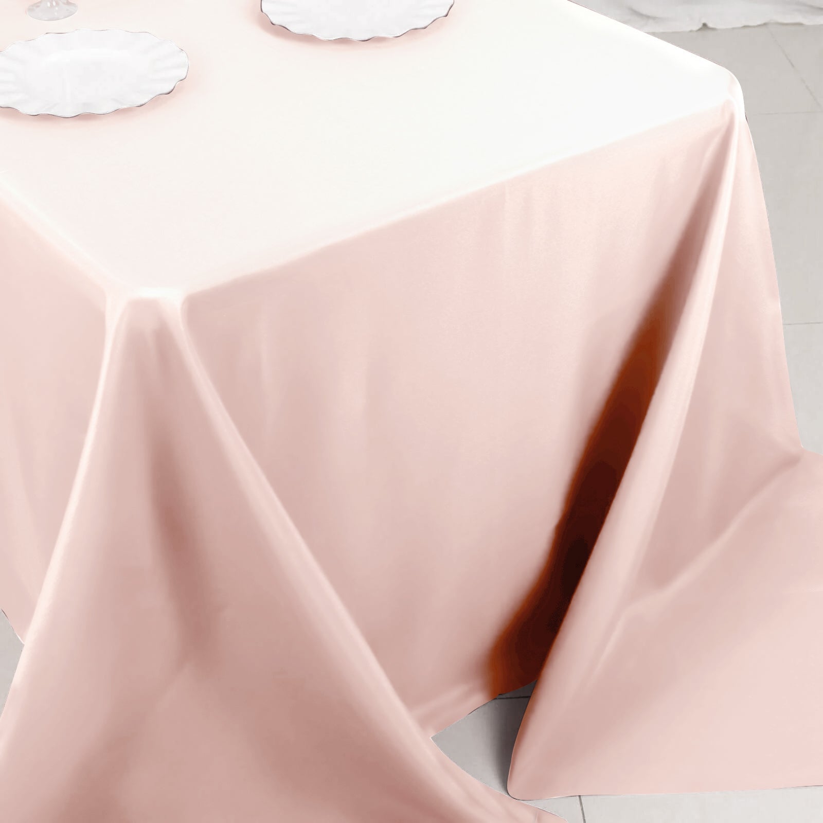 Polyester 90"x132" Rectangle Tablecloth Blush - Seamless Wrinkle - Resistant Table Cover - Linen Luxes