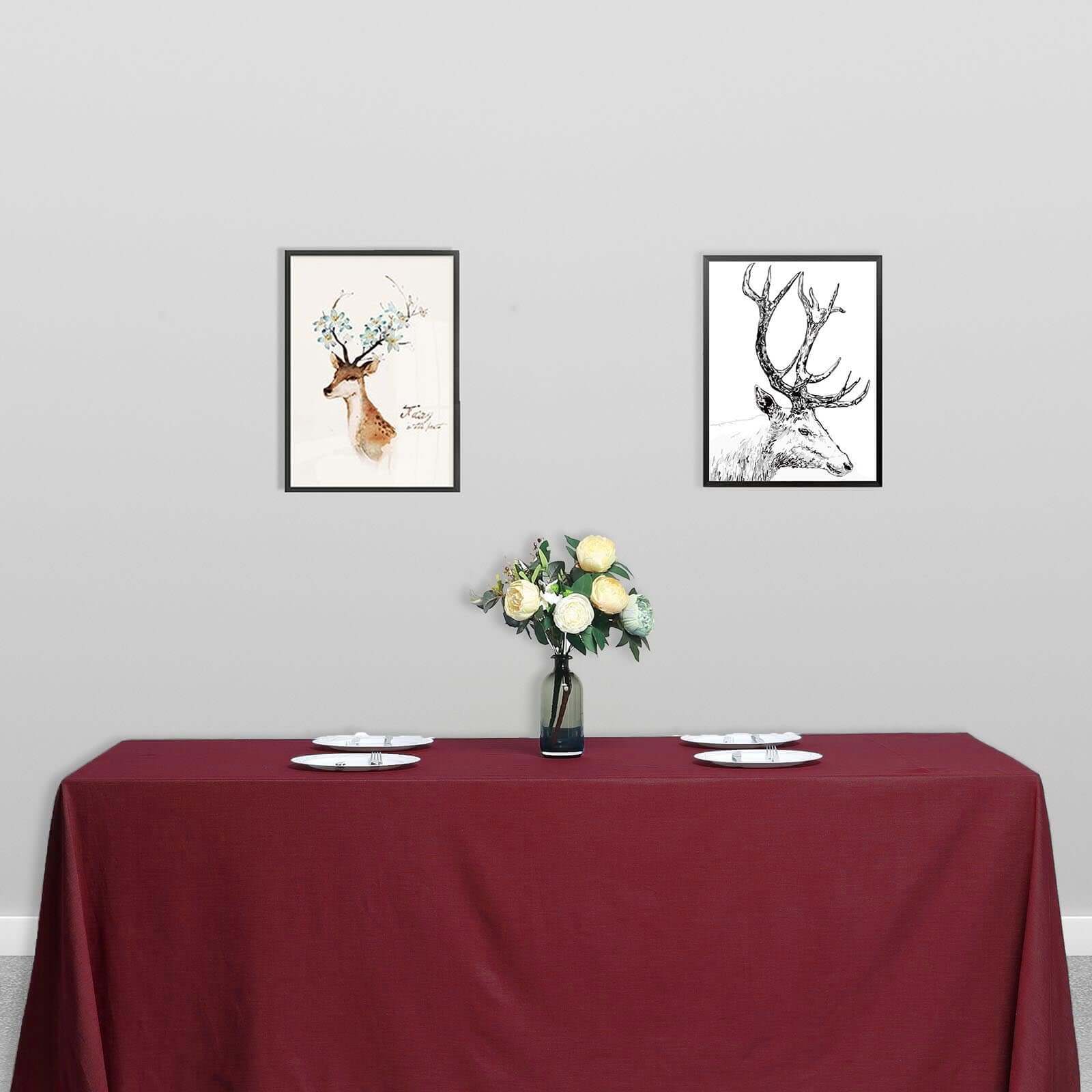 Polyester 90"x132" Rectangle Tablecloth Burgundy - Seamless Wrinkle - Resistant Table Cover - Linen Luxes