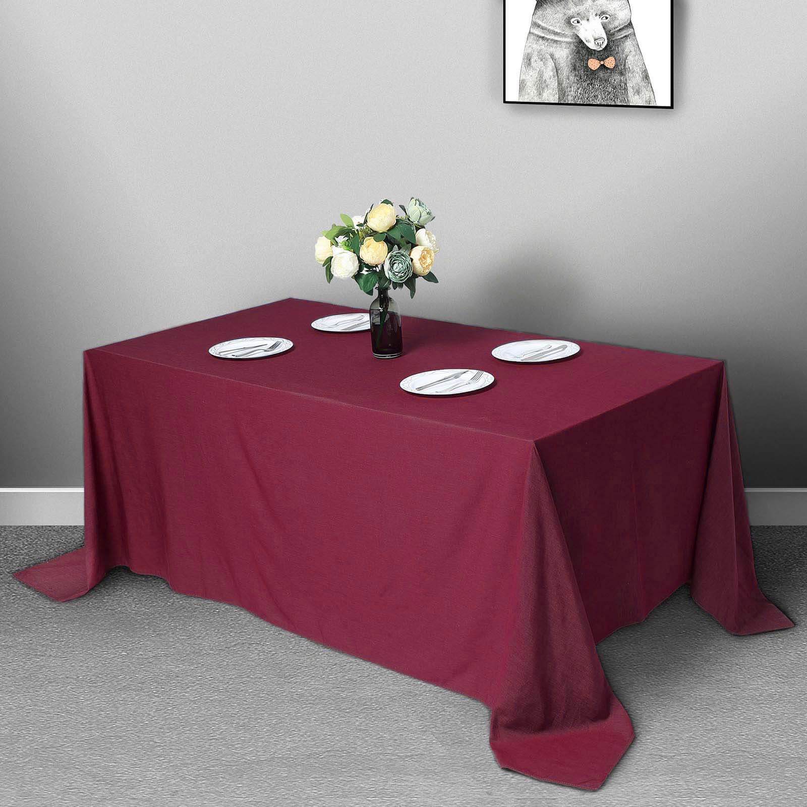 Polyester 90"x132" Rectangle Tablecloth Burgundy - Seamless Wrinkle - Resistant Table Cover - Linen Luxes
