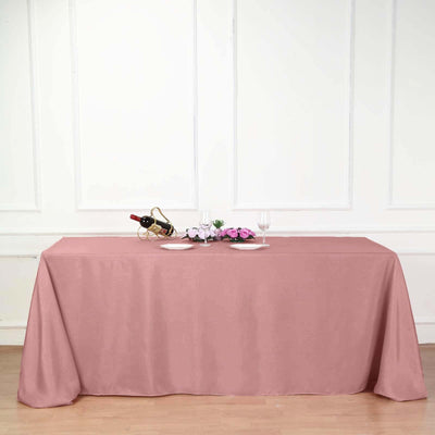 Polyester 90"x132" Rectangle Tablecloth Dusty Rose - Seamless Wrinkle - Resistant Table Cover - Linen Luxes
