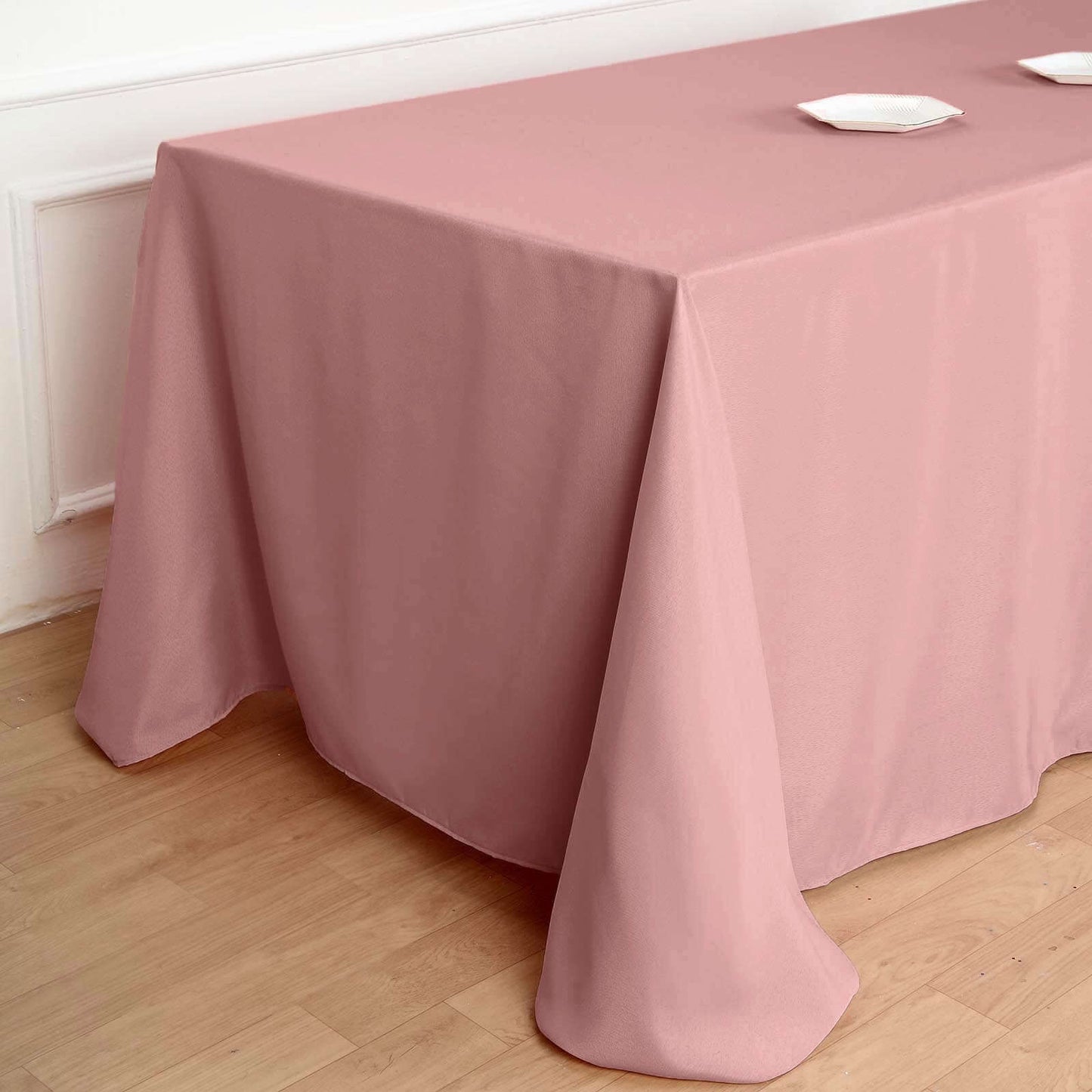 Polyester 90"x132" Rectangle Tablecloth Dusty Rose - Seamless Wrinkle - Resistant Table Cover - Linen Luxes