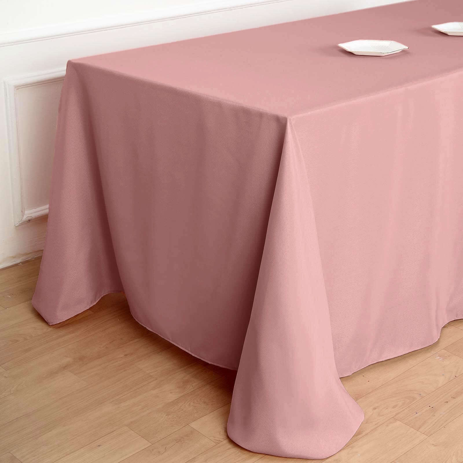 Polyester 90"x132" Rectangle Tablecloth Dusty Rose - Seamless Wrinkle - Resistant Table Cover - Linen Luxes