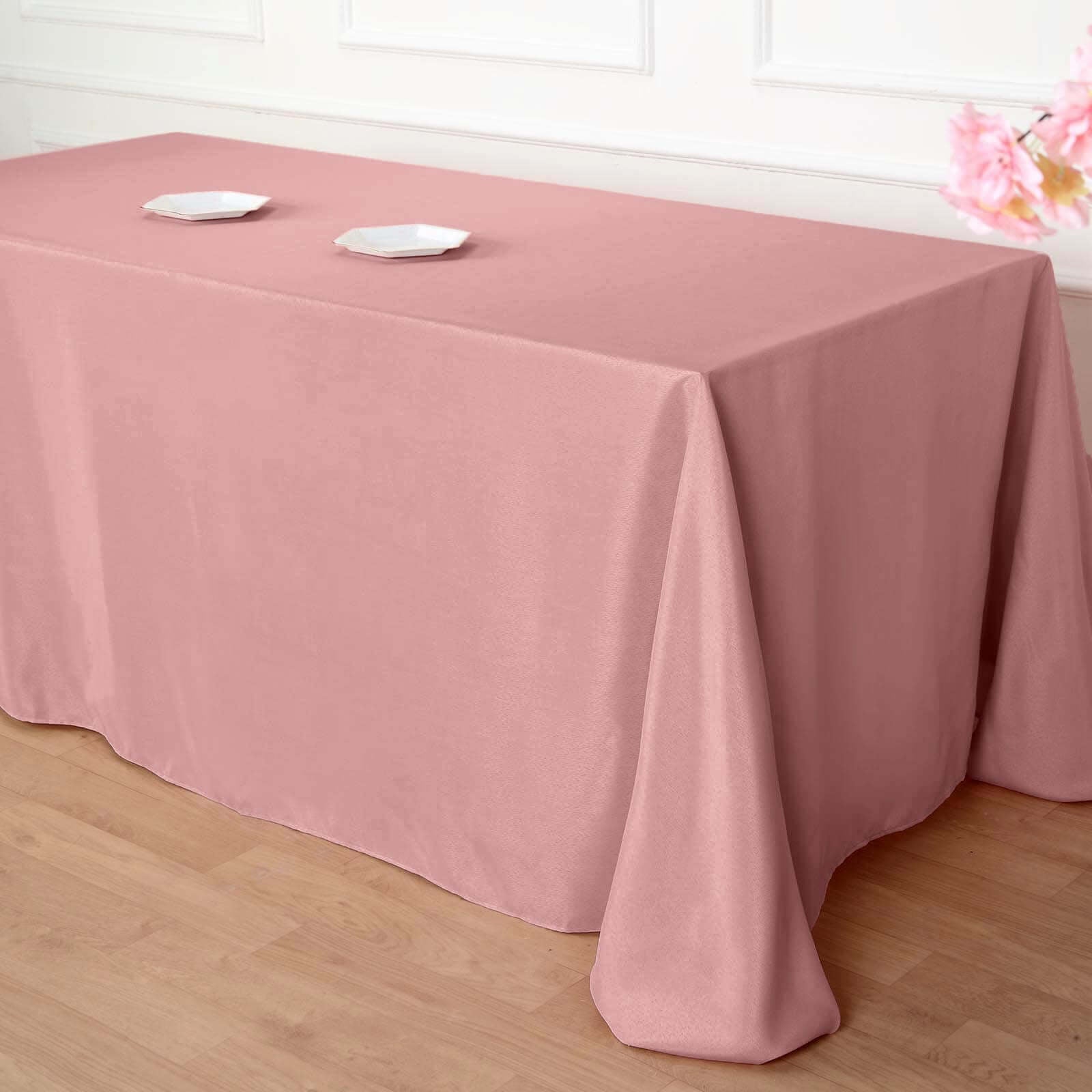 Polyester 90"x132" Rectangle Tablecloth Dusty Rose - Seamless Wrinkle - Resistant Table Cover - Linen Luxes