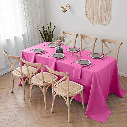 Polyester 90"x132" Rectangle Tablecloth Fuchsia - Seamless Wrinkle - Resistant Table Cover - Linen Luxes