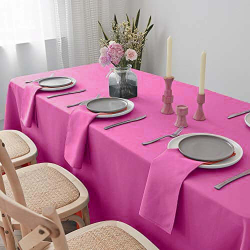 Polyester 90"x132" Rectangle Tablecloth Fuchsia - Seamless Wrinkle - Resistant Table Cover - Linen Luxes