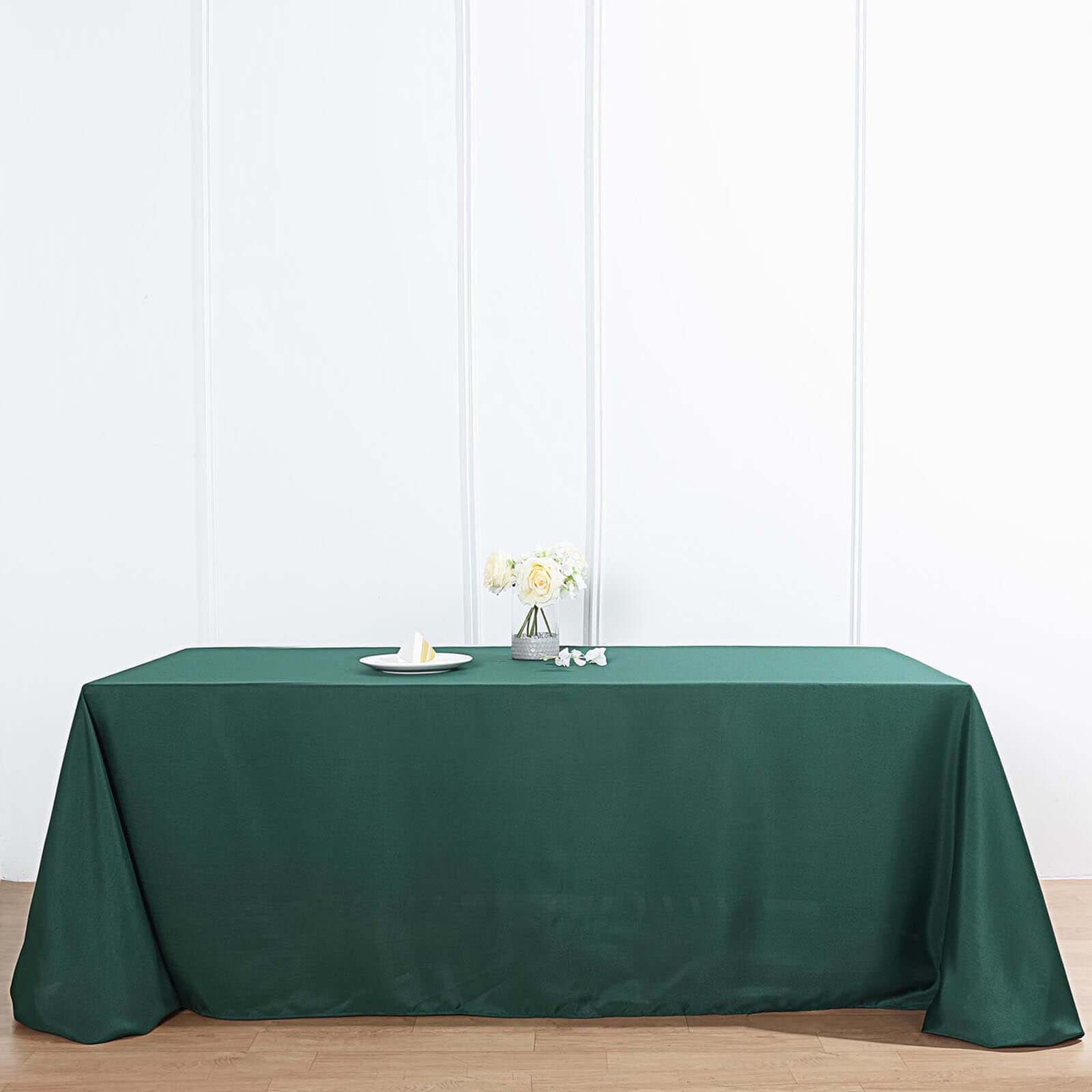 Polyester 90"x132" Rectangle Tablecloth Hunter Emerald Green - Seamless Wrinkle - Resistant Table Cover - Linen Luxes