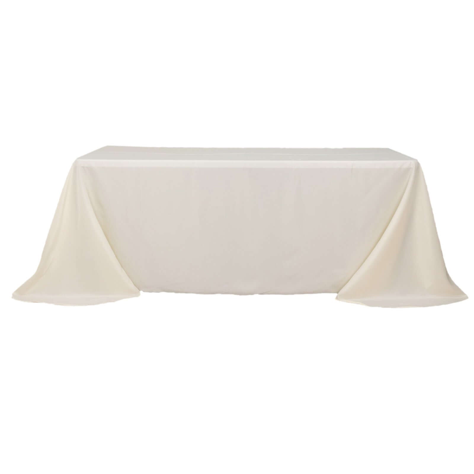 Polyester 90"x132" Rectangle Tablecloth Ivory - Rounded Corners and Seamless Table Cover - Linen Luxes