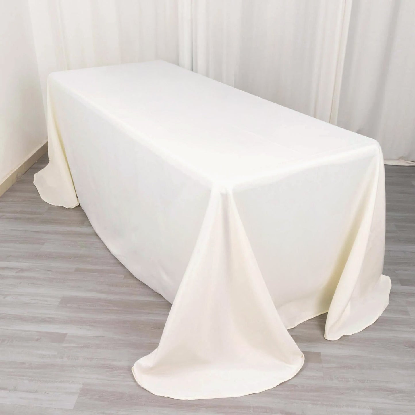 Polyester 90"x132" Rectangle Tablecloth Ivory - Rounded Corners and Seamless Table Cover - Linen Luxes