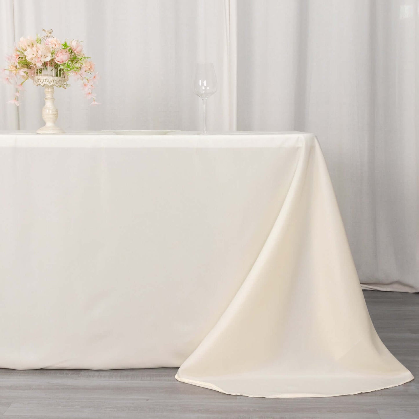Polyester 90"x132" Rectangle Tablecloth Ivory - Rounded Corners and Seamless Table Cover - Linen Luxes