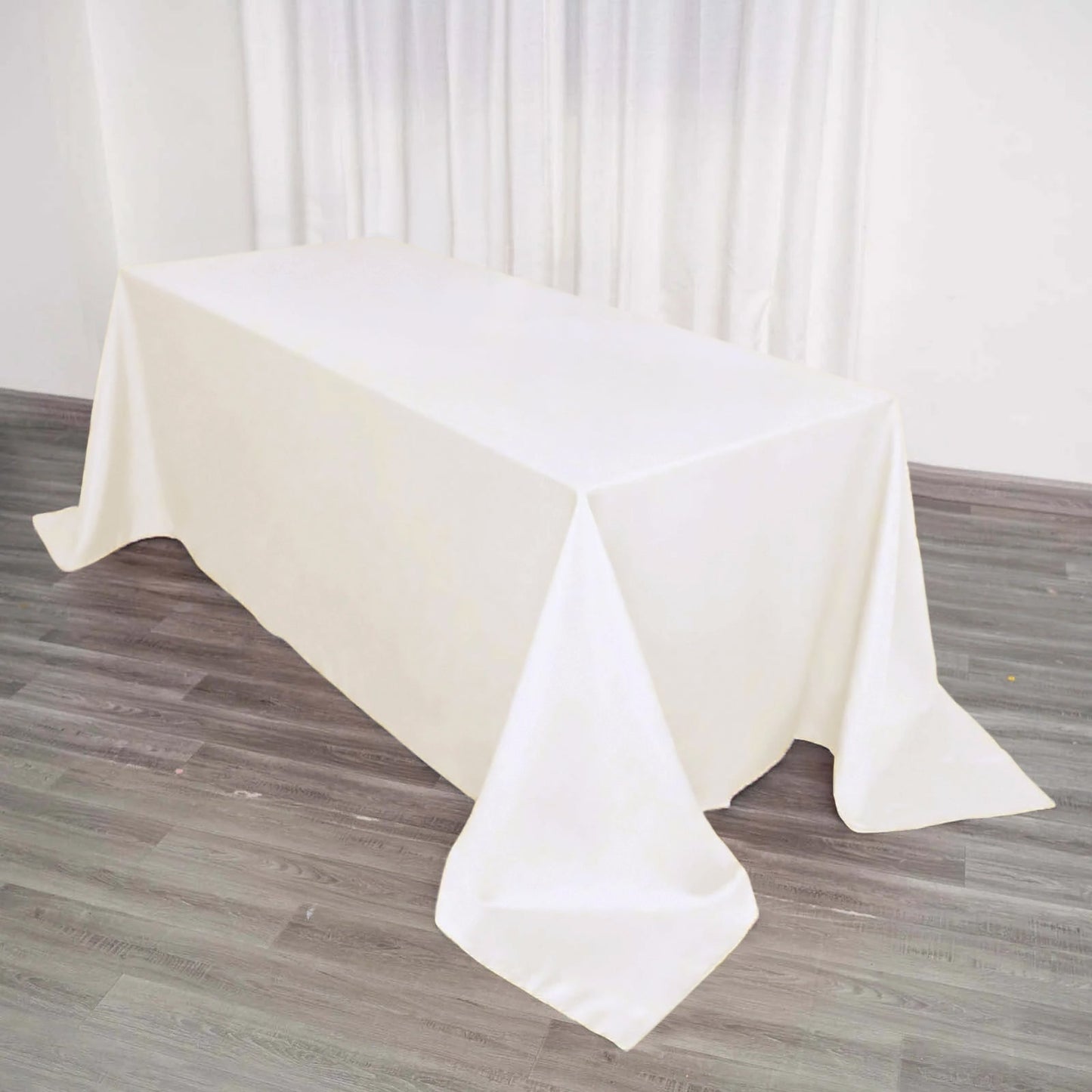Polyester 90"x132" Rectangle Tablecloth Ivory - Seamless Wrinkle - Resistant Table Cover - Linen Luxes