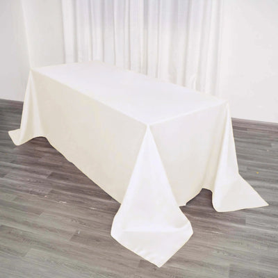 Polyester 90"x132" Rectangle Tablecloth Ivory - Seamless Wrinkle - Resistant Table Cover - Linen Luxes