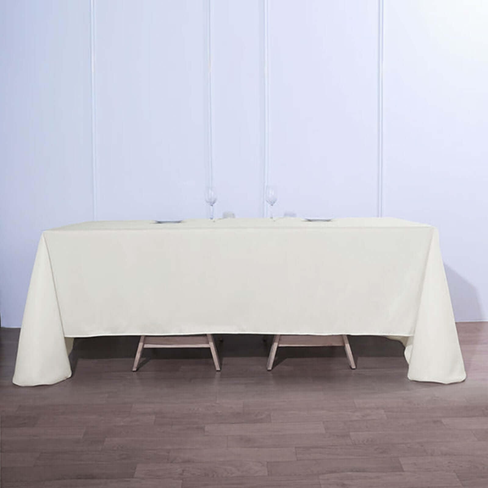 Polyester 90"x132" Rectangle Tablecloth Ivory - Seamless Wrinkle - Resistant Table Cover - Linen Luxes
