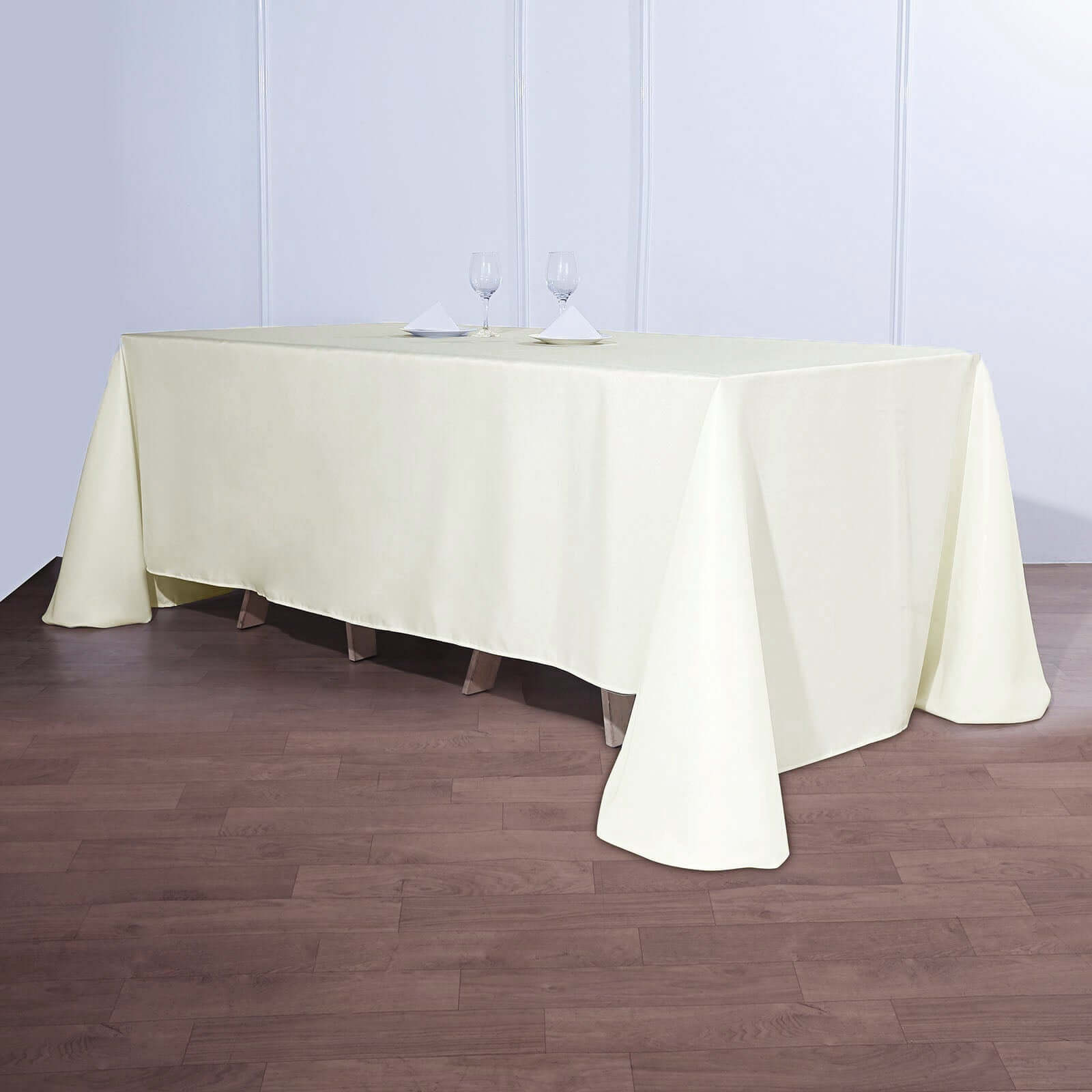 Polyester 90"x132" Rectangle Tablecloth Ivory - Seamless Wrinkle - Resistant Table Cover - Linen Luxes