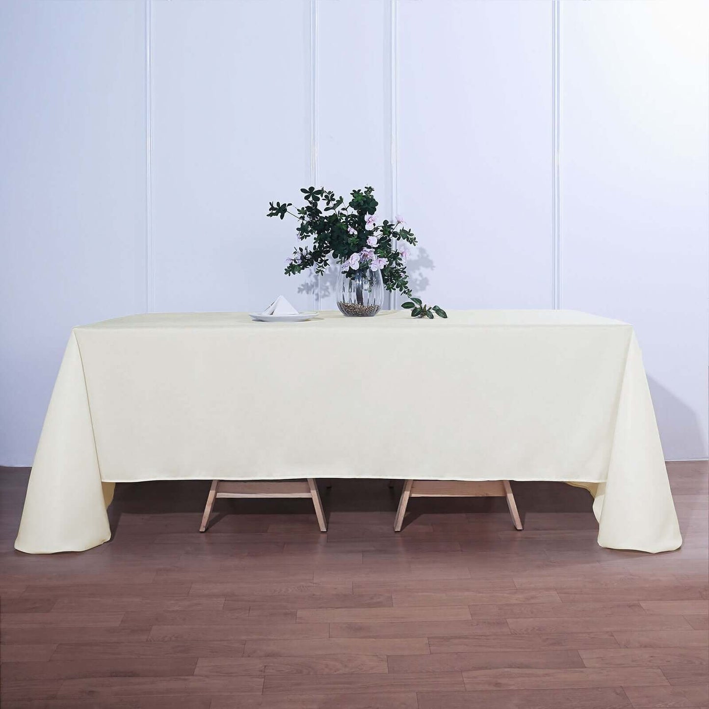 Polyester 90"x132" Rectangle Tablecloth Ivory - Seamless Wrinkle - Resistant Table Cover - Linen Luxes